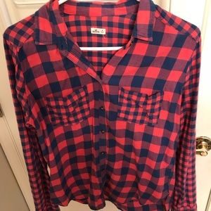 Hollister Red & Blue Checkered Flannel